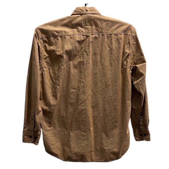 Cabelas Mens Medium Regular Tan Button-Up Shirt With Embroidered Elk Pocket - Picture 2 of 8